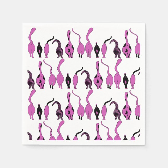 Lila Cat Butts Mönster Pappersservett (Framsidan)