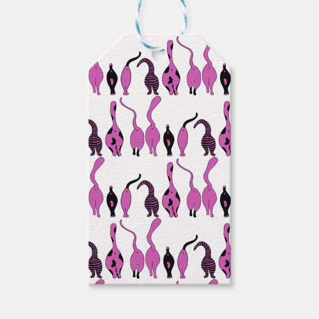 Lila Cat Butts Mönster Presentetikett (Framsidan)