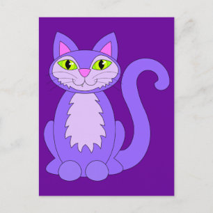 Lila Cat Cute Snaggletooth Kattunge vykort