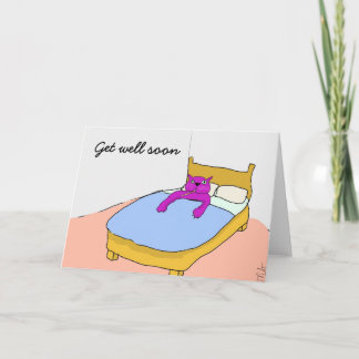 Lila Cat Get well Soon Card Kort