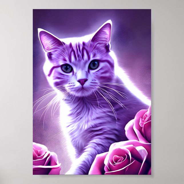Lila cat kallad Lavender med ro Poster (Framsidan)