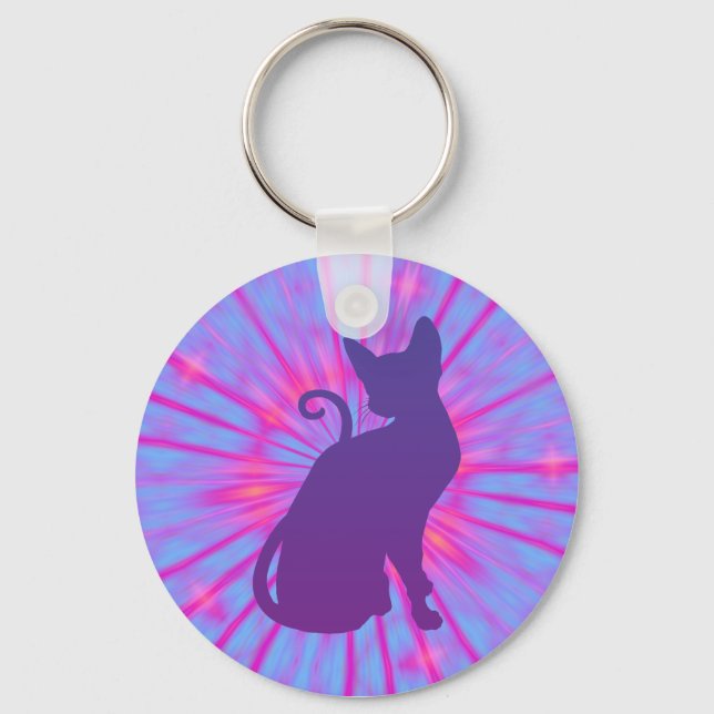 Lila Cat Keychain Nyckelring (Framsida)