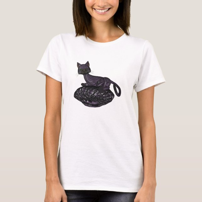 Lila Cat Napping Tee Shirt (Framsida)