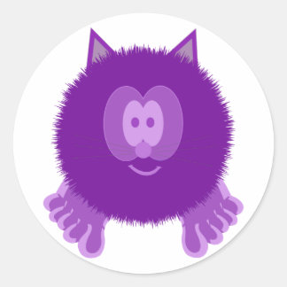 Lila Cat Pom Pal Stickers Runt Klistermärke