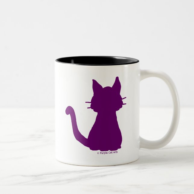Lila Cat Silhouette Kaffemugg (Höger)
