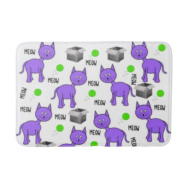 Lila Cats Bathroom Bath Mat Badrumsmatta (Framsidan)