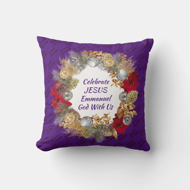Lila CELEBRATE JESUS-julfransarna Kudde (Framsida)