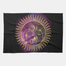 Lila Celestial Sol och Måne Kökshandduk