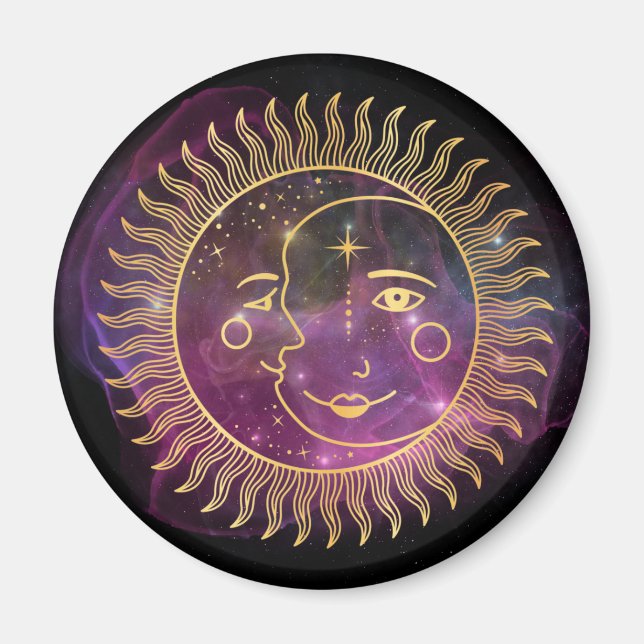 Lila Celestial Sol och Måne Magnet (Framsidan)