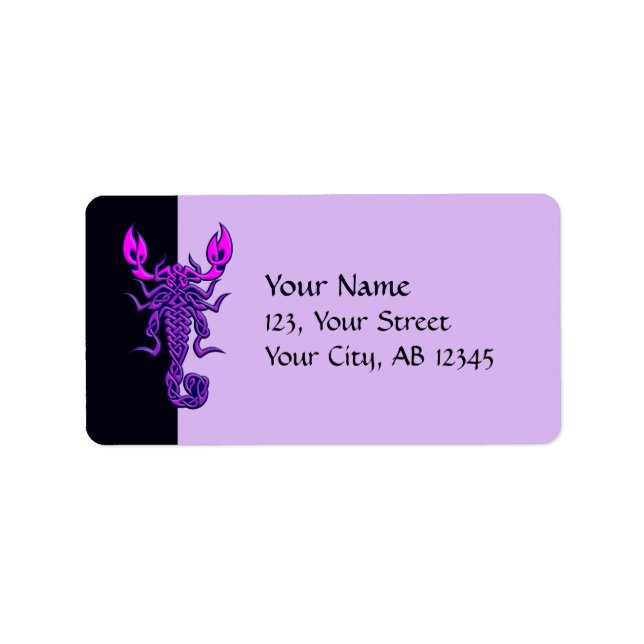 Lila Celtic Knot Scorpion Adressetikett (Framsidan)