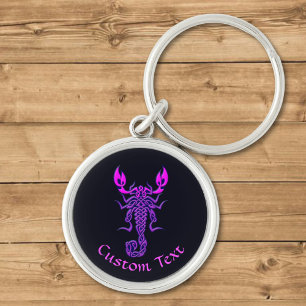 Lila Celtic Knot Scorpion Rund Silverfärgad Nyckelring