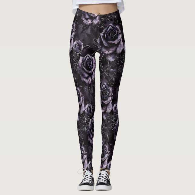 Lila Cemetery Ro Gothic Occult Leggings (Framsida)