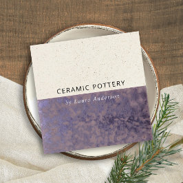 LILA CERAMIC POTTERY GLAZED SPECKLED STRUKTUR FYRKANTIGT VISITKORT