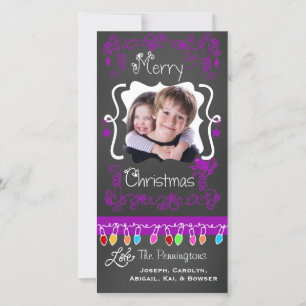 Lila Chalkboard God jul-fotokort Julkort