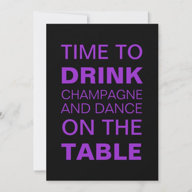 Lila Champagne & Dancing 21:a födelsedagen Inbjuda Inbjudningar (Framsida)