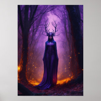 Lila Chaos Witch i Mörk Forest Poster