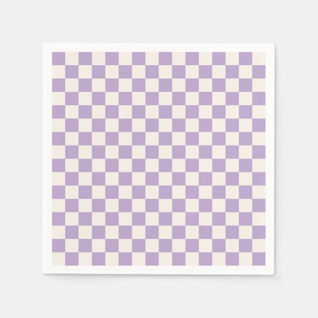 Lila Check, Checkerboard Mönster, Checkered, Check Pappersservett (Framsidan)