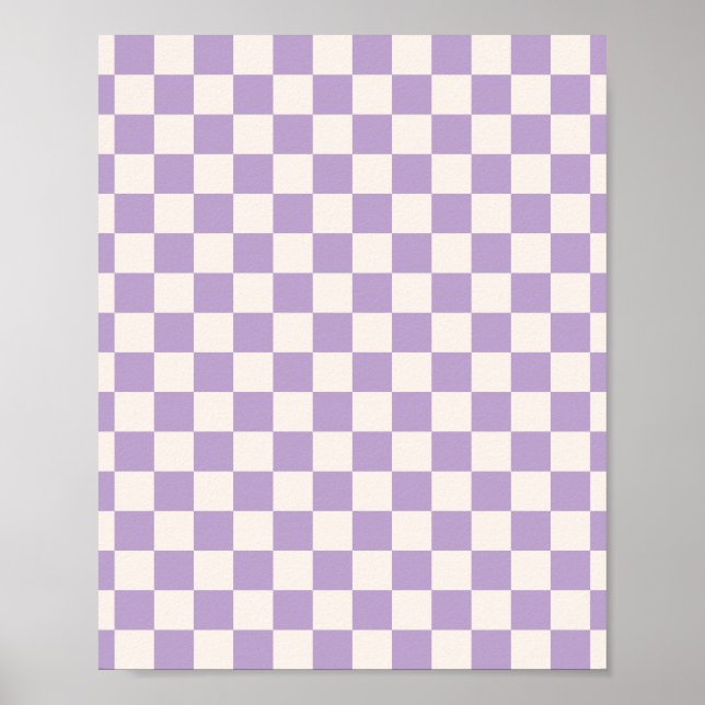 Lila Check, Checkerboard Mönster, Checkered, Check Poster (Framsidan)