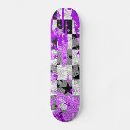 Lila Check Star Döskalle skateboard Bräda 21,5 Cm