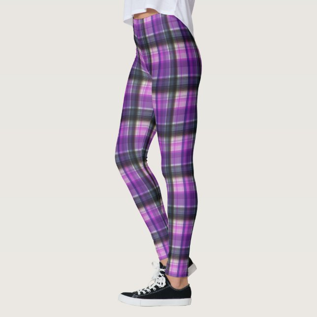 Lila Checked Tartan Leggings (Vänster)