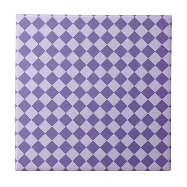 Lila Checker Diamond Mönster Ceramic Tile Kakelplatta (Framsidan)