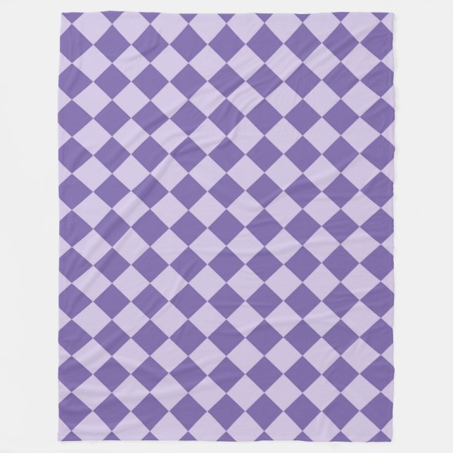 Lila Checker Diamond Mönster Fleecefilt (Framsidan)