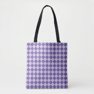 Lila Checker Diamond Mönster Shoulder Tygkasse