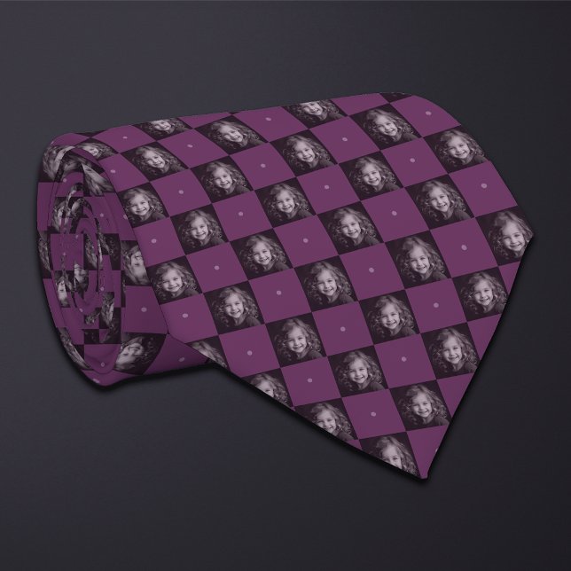 Lila Checkerboard Photo Mönster 1 Photo Neck Tie Slips (Skapare uppladdad)