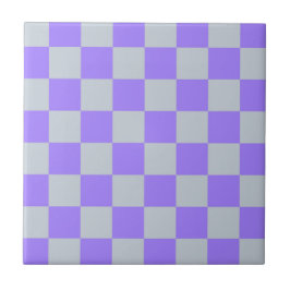 Lila Checkered Gingham Mönster Kakelplatta