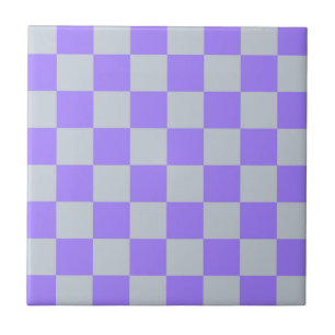 Lila Checkered Gingham Mönster Kakelplatta