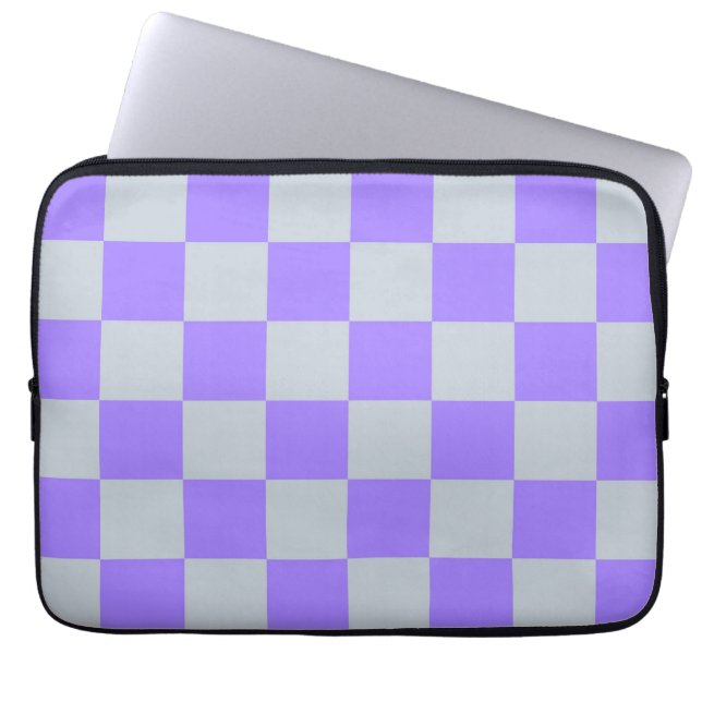 Lila Checkered Gingham Mönster Laptop Fodral (Framsidan)
