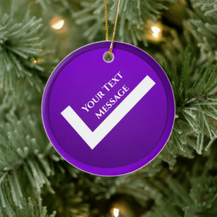 Lila Checkmark - symbol jul Julgransprydnad Keramik