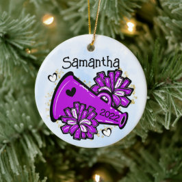 Lila Cheer Ornament Megaphone Pom Pom Cute