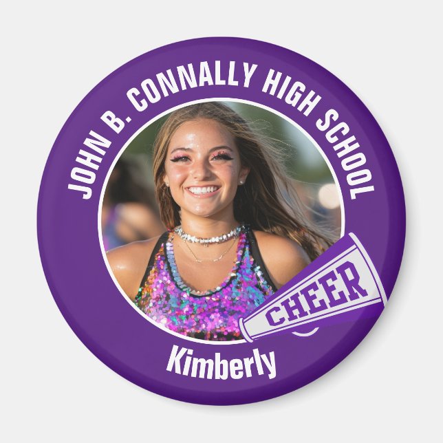 Lila Cheermanager Photo High School Spirit Cheer Magnet (Framsidan)