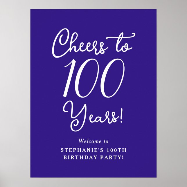 Lila Cheers till 100 års födelsedag Välkomna Poster (Framsidan)