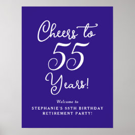 Lila Cheers till 55 års Pension Party-tecken Poster