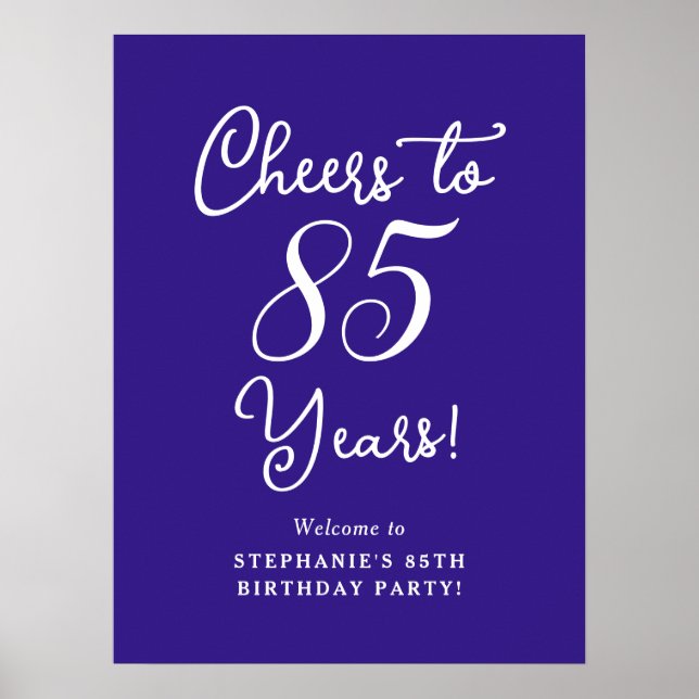 Lila Cheers till 85 års välkomstskylt Poster (Framsidan)