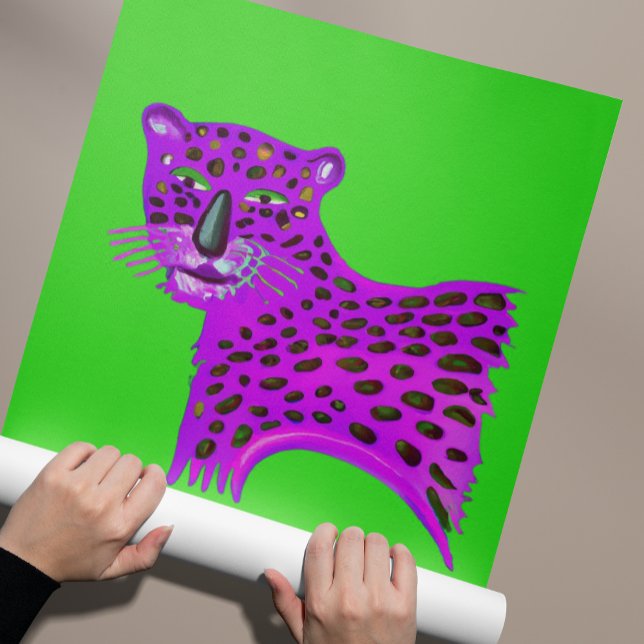 Lila Cheetah Watercolor AI Generated Art Poster (Skapare uppladdad)
