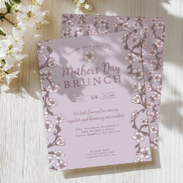 Lila Cherry Blommar Mors dag Brunch Inbjudningar
