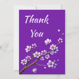 Lila Cherry Blommar Träd Tack for Donation Julkort