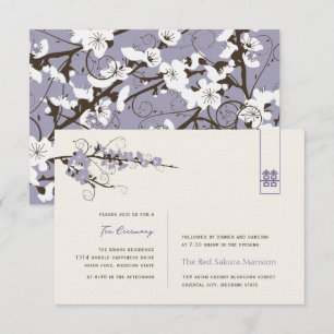 Lila Cherry Blommars Asian WedReception Inbjudningar