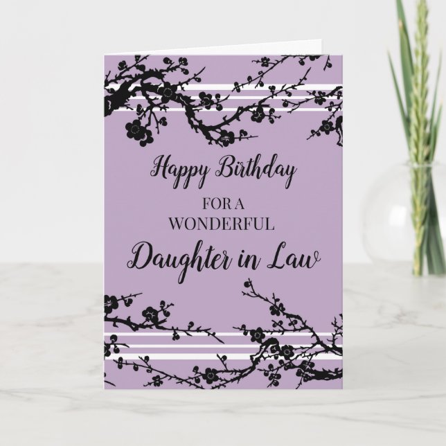 Lila Cherry Blommars Dotter i Lag Birthday Kort (Framsida)