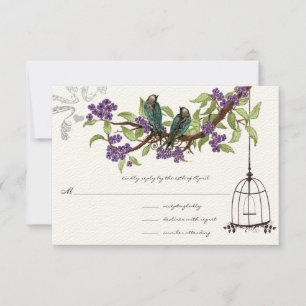 Lila Cherry Blommars Teal Birdcage OSA Kort