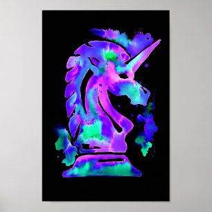 Lila Chess Knigh Unicorn Poster