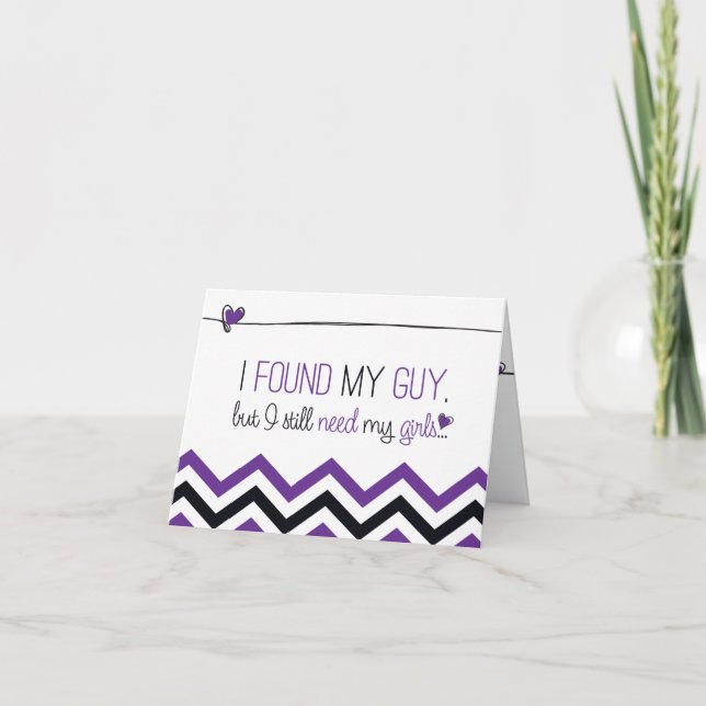 Lila Chevron, blir du min Bridesmaid? Kort (Framsida)