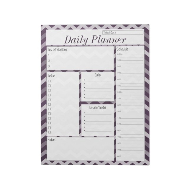 Lila Chevron Daily Planner Anteckningsblock (Roterad)