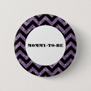 Lila Chevron Glitter Baby Shower Button Knapp
