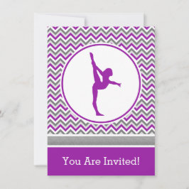 Lila Chevron Gymnast Party-inbjudan Inbjudningar