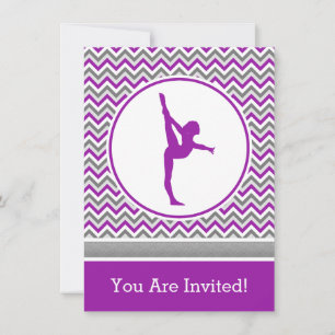 Lila Chevron Gymnast Party-inbjudan Inbjudningar