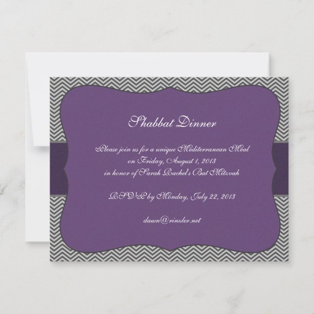 Lila Chevron-inbjudan - infoga Inbjudningar (Framsida)